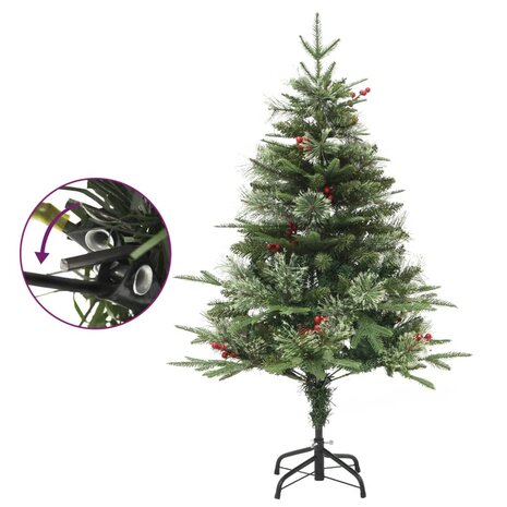 Kerstboom met LED en dennenappels 120 cm PVC en PE groen 4