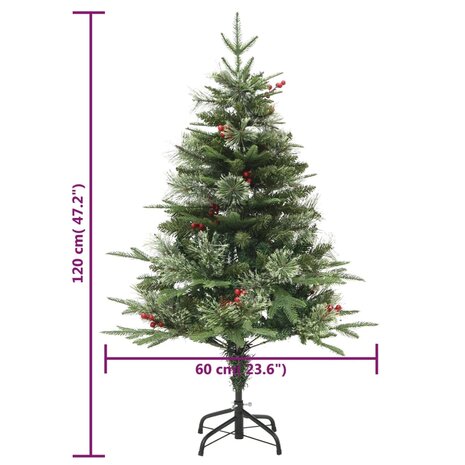 Kerstboom met LED en dennenappels 120 cm PVC en PE groen 11