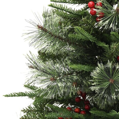 Kerstboom met LED en dennenappels 150 cm PVC en PE groen 6