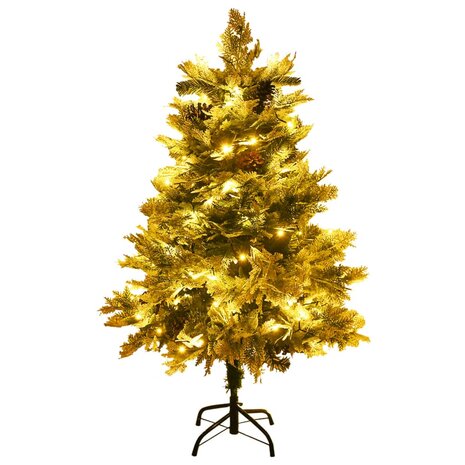 Kerstboom met LED en dennenappels 120 cm PVC en PE groen 4