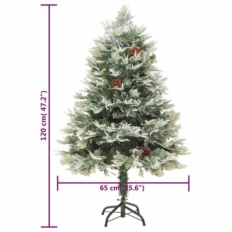 Kerstboom met LED en dennenappels 120 cm PVC en PE groen 10