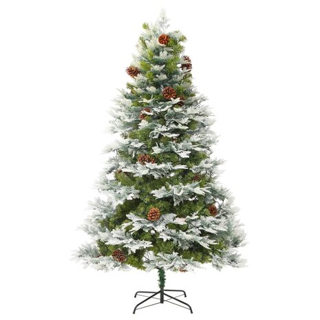 Kerstboom met LED en dennenappels 195 cm PVC en PE groen 5