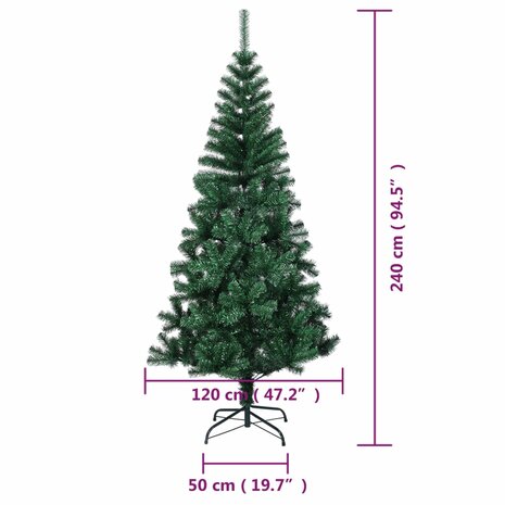 Kunstkerstboom met iriserende uiteinden 240 cm PVC groen 8