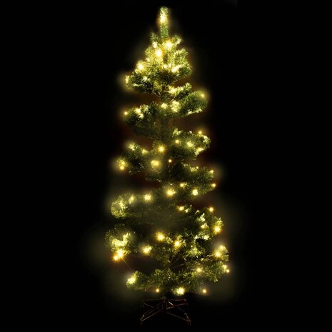 Kunstkerstboom met verlichting en standaard 180 cm PVC groen 3