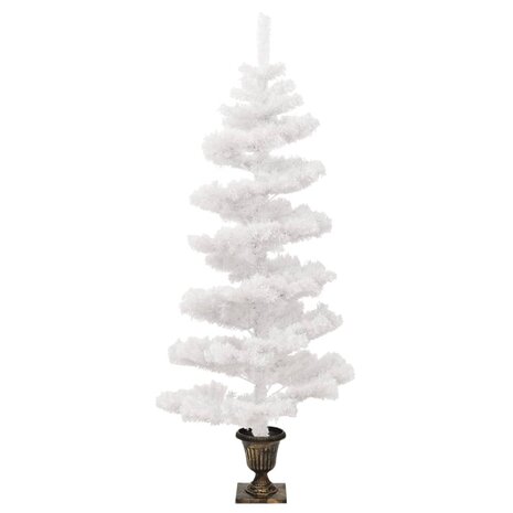 Kunstkerstboom met verlichting en pot 120 cm PVC wit 4