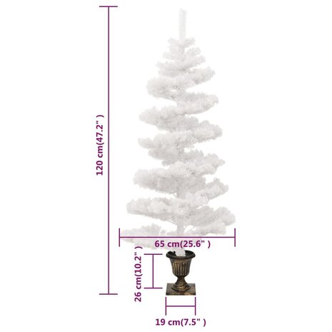 Kunstkerstboom met verlichting en pot 120 cm PVC wit 10