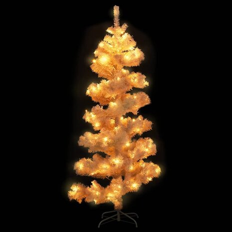 Kunstkerstboom met verlichting en standaard 150 cm PVC wit 3