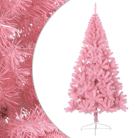 Kunstkerstboom met standaard half 180 cm PVC roze 2