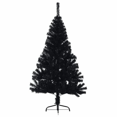 Kunstkerstboom met standaard half 150 cm PVC zwart 3