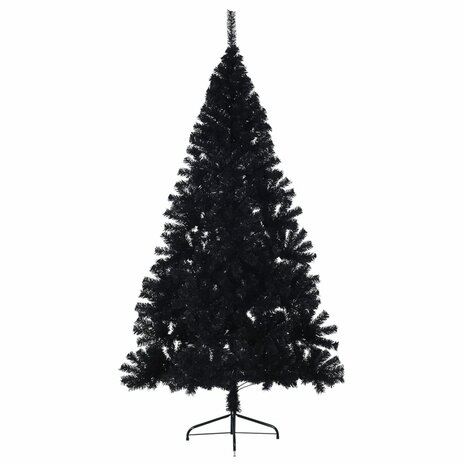 Kunstkerstboom met standaard half 240 cm PVC zwart 3