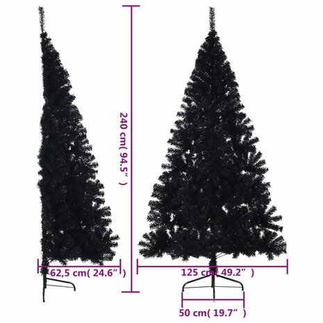 Kunstkerstboom met standaard half 240 cm PVC zwart 9