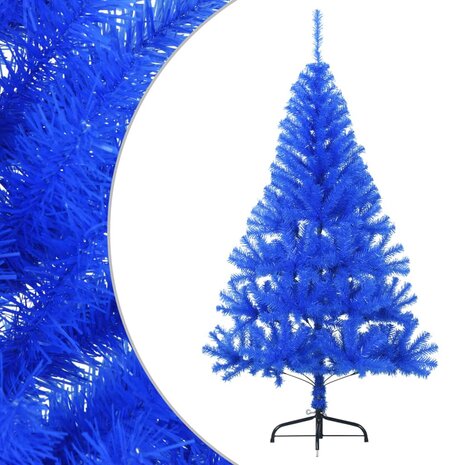 Kunstkerstboom met standaard half 150 cm PVC blauw 2