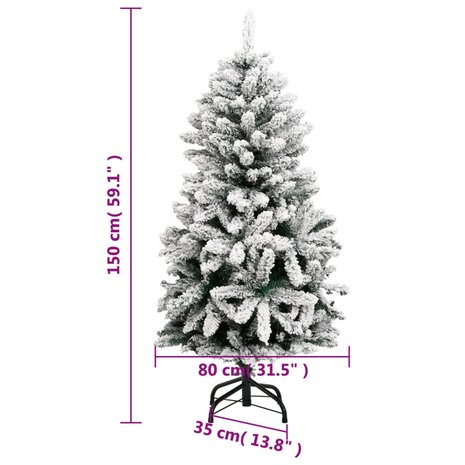 Kunstkerstboom met scharnieren en sneeuw 150 cm 9