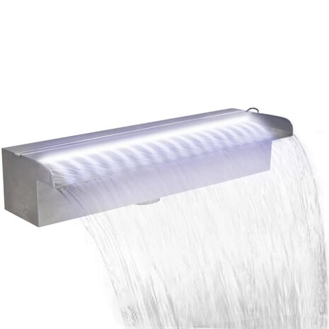 Zwembadwaterval met LED&apos;s rechthoekig 45 cm roestvrij staal 1