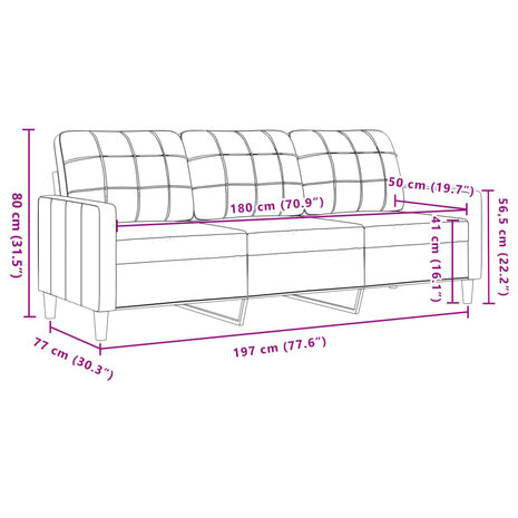 Driezitsbank 180 cm fluweel roze 8