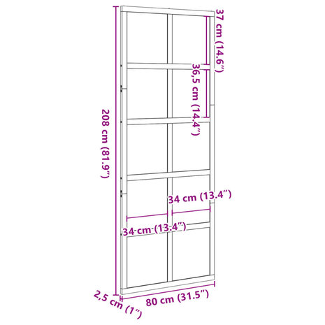 Schuifdeur 80x208 cm massief grenenhout wasbruin 10