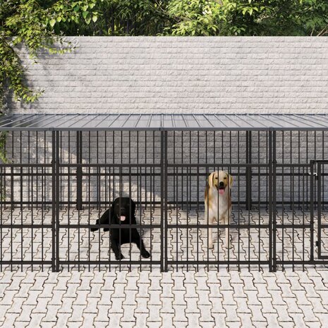 Hondenkennel met dak 11,26 m² staal 1