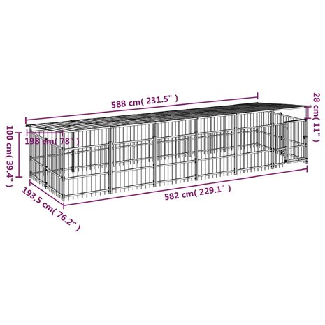 Hondenkennel met dak 11,26 m² staal 7