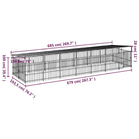 Hondenkennel met dak 13,14 m² staal 7