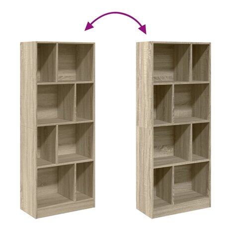 Boekenkast 57x28,5x141 cm bewerkt hout sonoma eikenkleurig 7