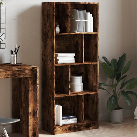 Boekenkast 57x28,5x141 cm bewerkt hout gerookt eikenkleurig 1