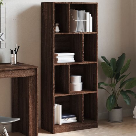 Boekenkast 57x28,5x141 cm bewerkt hout bruin eikenkleurig 1