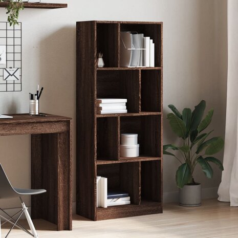 Boekenkast 57x28,5x141 cm bewerkt hout bruin eikenkleurig 3