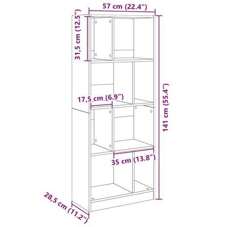 Boekenkast 57x28,5x141 cm bewerkt hout bruin eikenkleurig 10