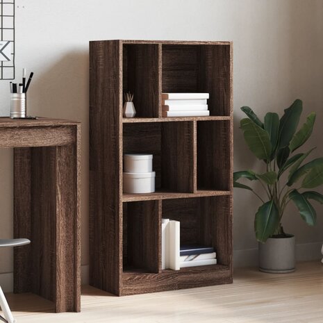 Boekenkast 57x28,5x107,5 cm bewerkt hout bruin eikenkleurig 3