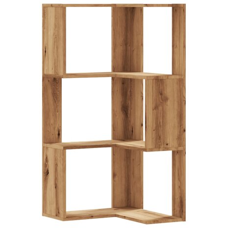 Hoekboekenkast 3-laags 50x50x102 cm hout artisanaal eikenkleur 2