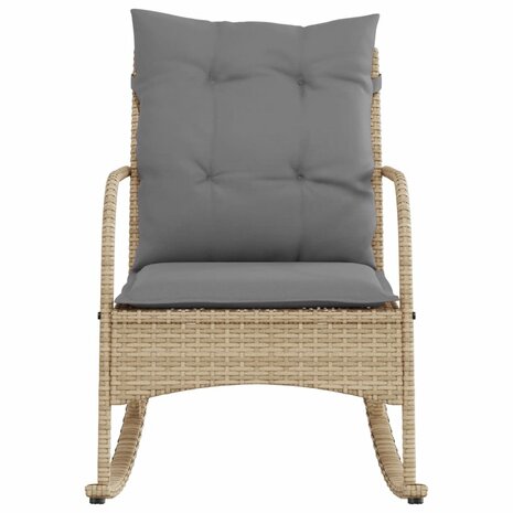 Tuinschommelstoel met kussens poly rattan beige 4