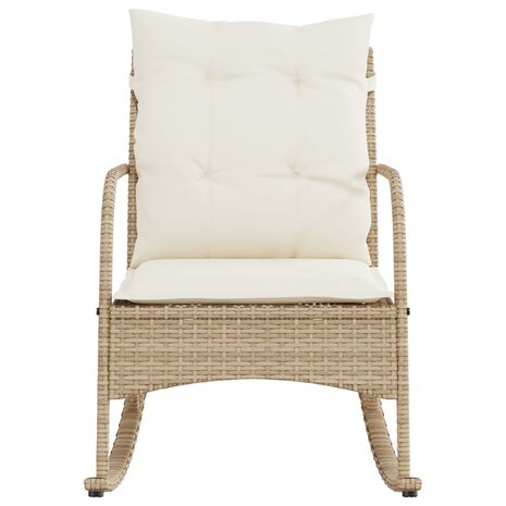 Tuinschommelstoel met kussens poly rattan beige 4