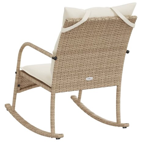 Tuinschommelstoel met kussens poly rattan beige 6