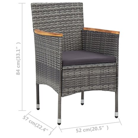 Tuinstoelen 2 st poly rattan grijs 7