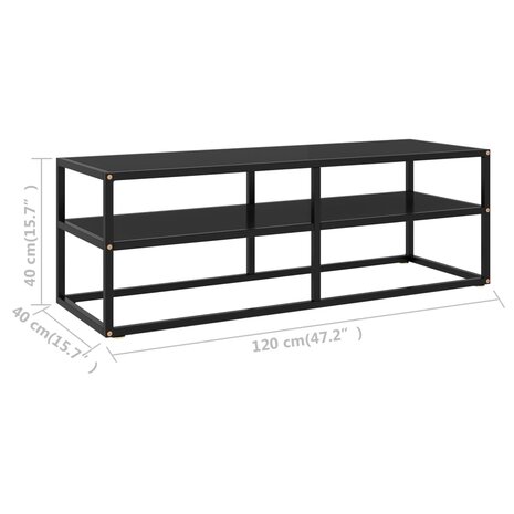 Tv-meubel met zwart glas 120x40x40 cm zwart 6