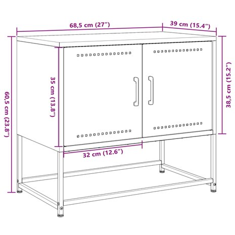 Tv-meubel 68,5x39x60,5 cm staal zwart 12