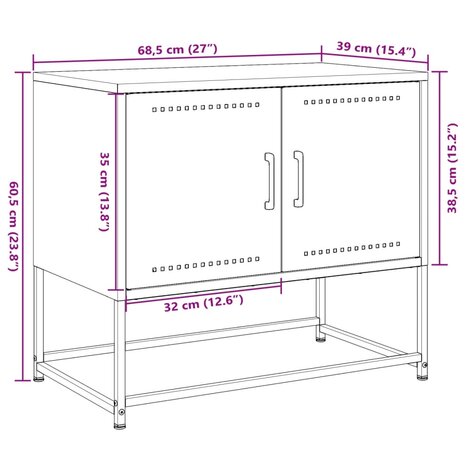 Tv-meubel 68,5x39x60,5 cm staal antracietkleurig 12