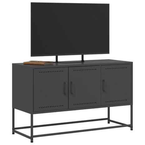 Tv-meubel 100,5x39x60,5 cm staal zwart 4