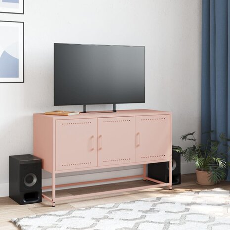 Tv-meubel 100,5x39x60,5 cm staal roze 3