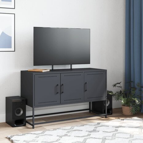 Tv-meubel 100,5x39x60,5 cm staal antracietkleurig 3