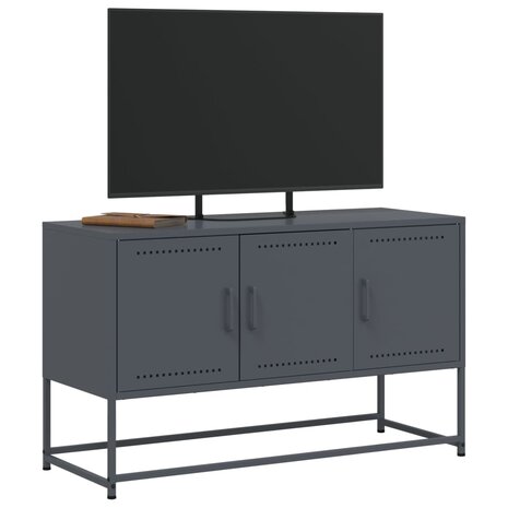 Tv-meubel 100,5x39x60,5 cm staal antracietkleurig 4