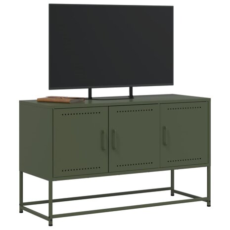 Tv-meubel 100,5x39x60,5 cm staal olijfgroen 4