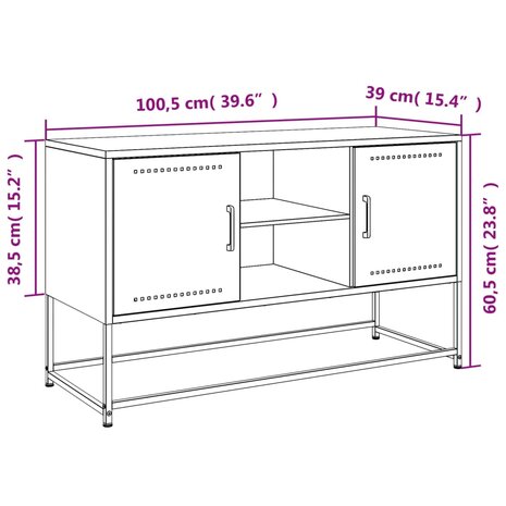 Tv-meubel 100,5x39x60,5 cm staal zwart 12