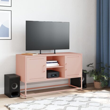 Tv-meubel 100,5x39x60,5 cm staal roze 3