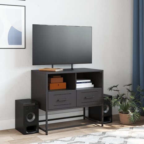 Tv-meubel 68x39x60,5 cm staal zwart 3