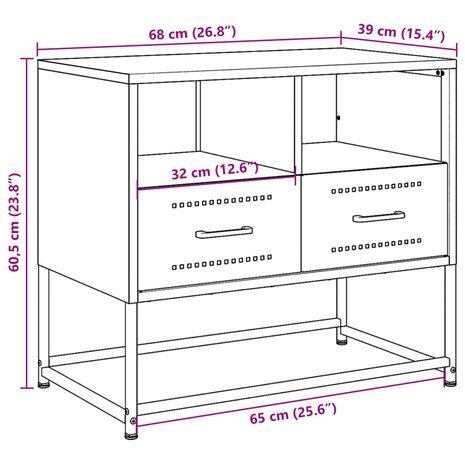 Tv-meubel 68x39x60,5 cm staal zwart 12