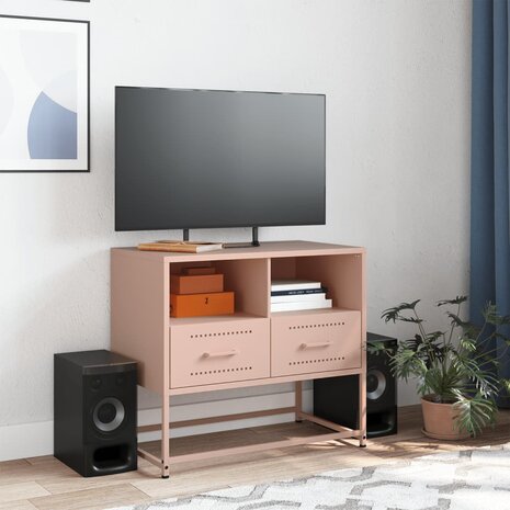 Tv-meubel 68x39x60,5 cm staal roze 3