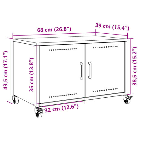 Tv-meubel 68x39x43,5 cm koudgewalst staal roze 12