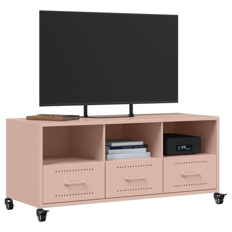 Tv-meubel 100,5x39x43,5 cm koudgewalst staal roze 4