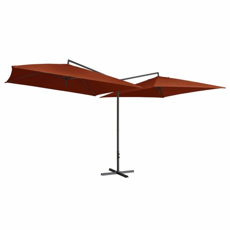 Parasol dubbel met stalen paal 250x250 cm terracottakleurig 2